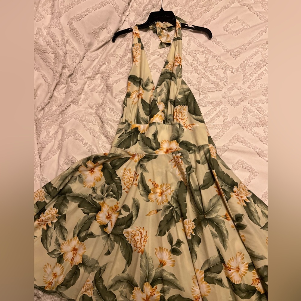 Tropical Floral Backless Dress